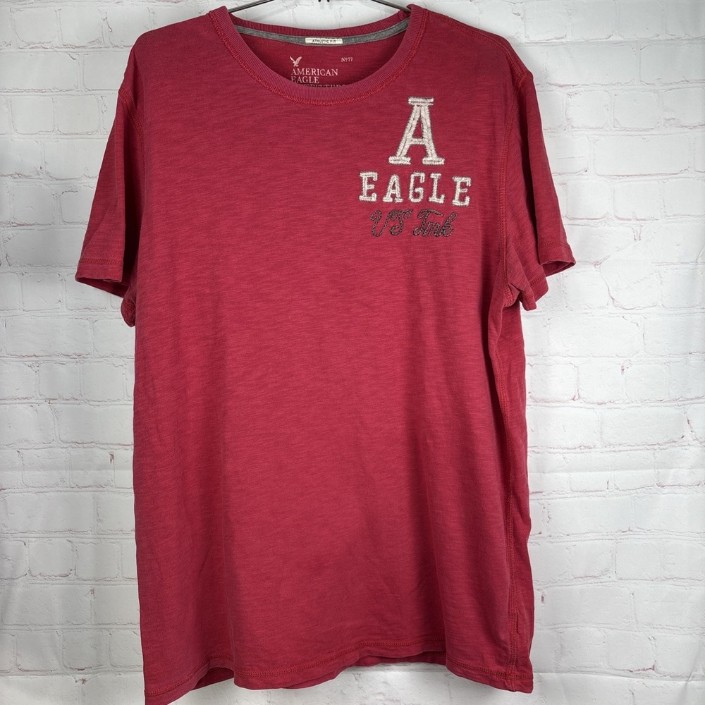 American Eagle Outfitters Men's T-shirt Large Heather Red Embroidered Logo